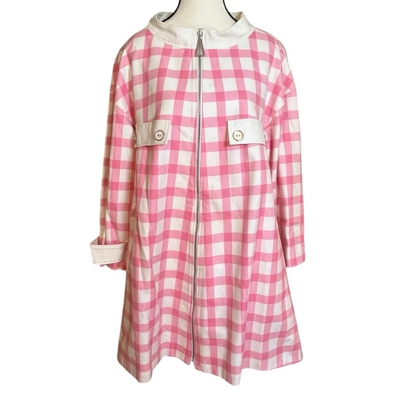 Courreges Jackets & Blazers - Courreges A-Line Swing Jacket Pink White Plaid Check Cotton 50s Women’s Size 4